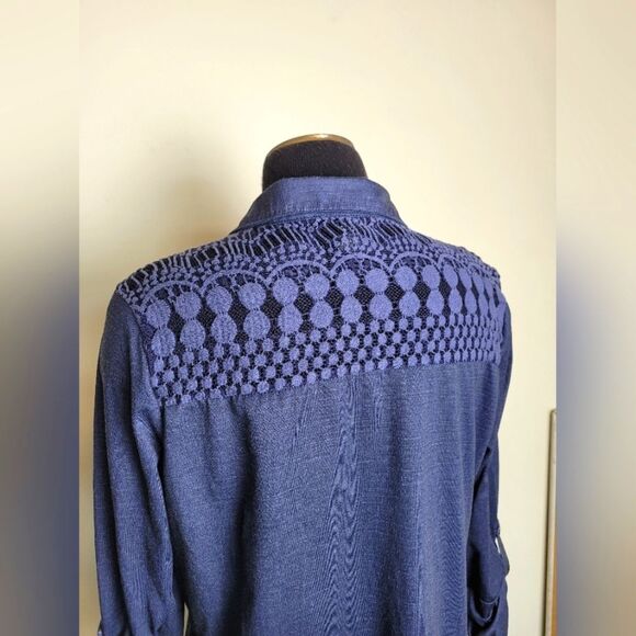Karen Brooks Western Rodeo Button Front Shirt Women's Soft Dark Blue Large - Picture 2 of 10